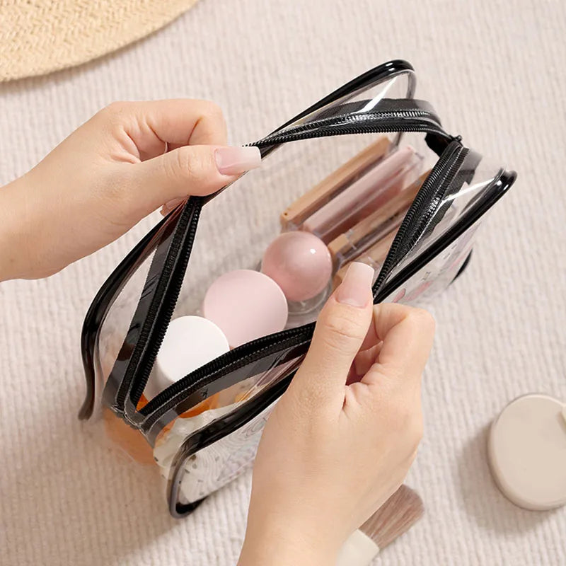 Trousse de maquillage transparente et étanche