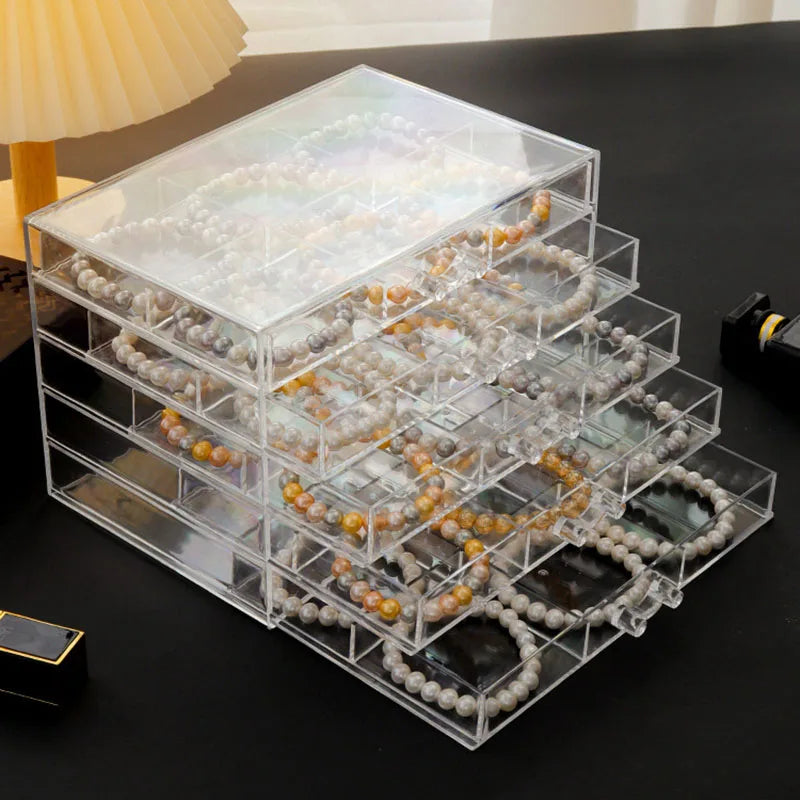 Organiseur à bijoux transparent à 5 tiroirs