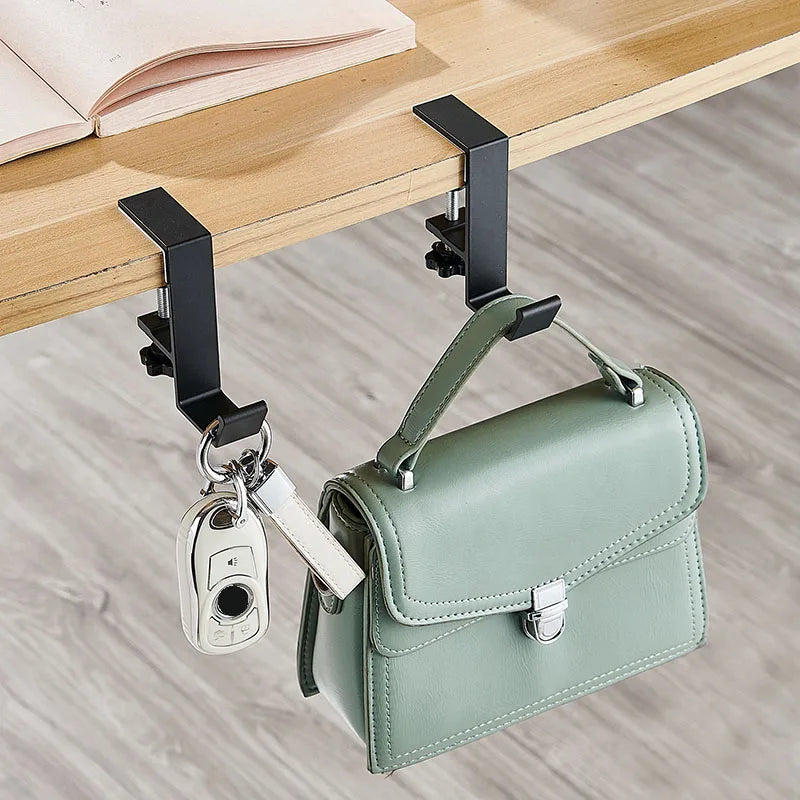 Crochet sous bureau 360° en aluminium – pour casque, sac et accessoires