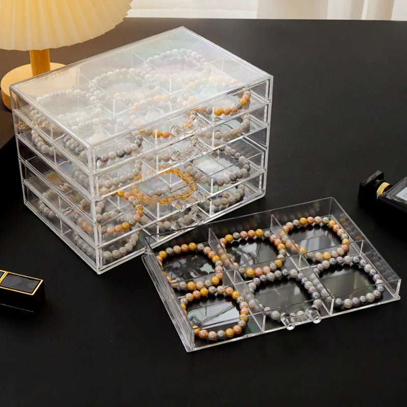 Organiseur à bijoux transparent à 5 tiroirs