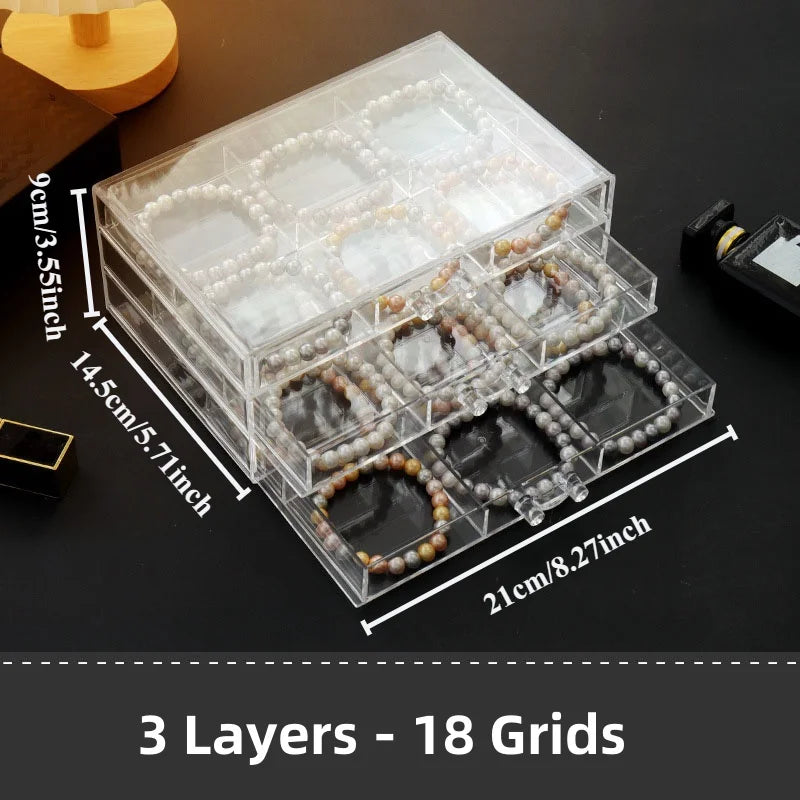 Organiseur à bijoux transparent à 5 tiroirs