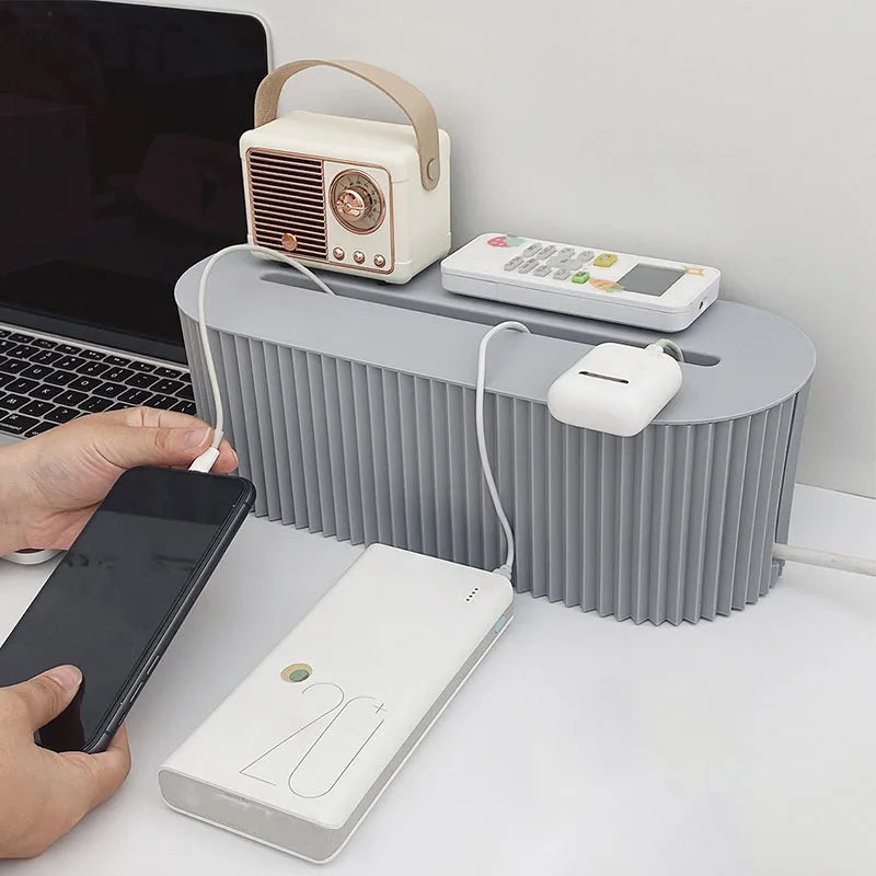 Boîte rangement câbles et chargeurs – bureau et maison, anti-poussière