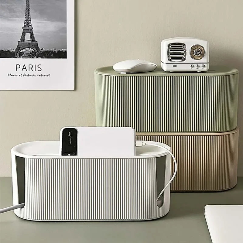 Boîte Cache-Câbles Design – Organisateur de Multiprise & Support Routeur WiFi