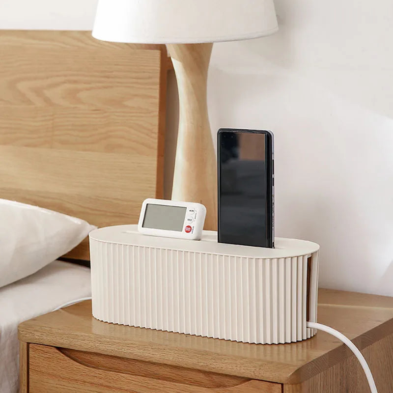 Boîte rangement câbles et chargeurs – bureau et maison, anti-poussière